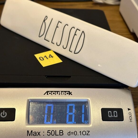 Rae Dunn BLESSED Ceramic Desk Nameplate Sign Paperweight Office Decor Gift - Picture 7 of 7